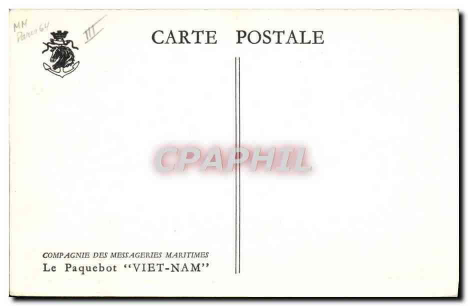 CPA Bateau Compagnie des Messageries Maritimes Paquebot Viet-Nam — Verso