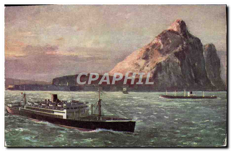 R.M.S. CIRCASSIA OFF GIBRALTAR — Anchor Line — painting by David Cobb, R.O.I.