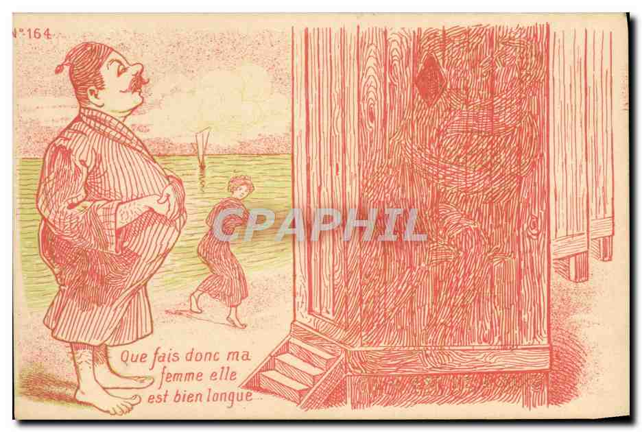 Homme surprise par sa femme — scène humoristique — éditeur Paris, n°164