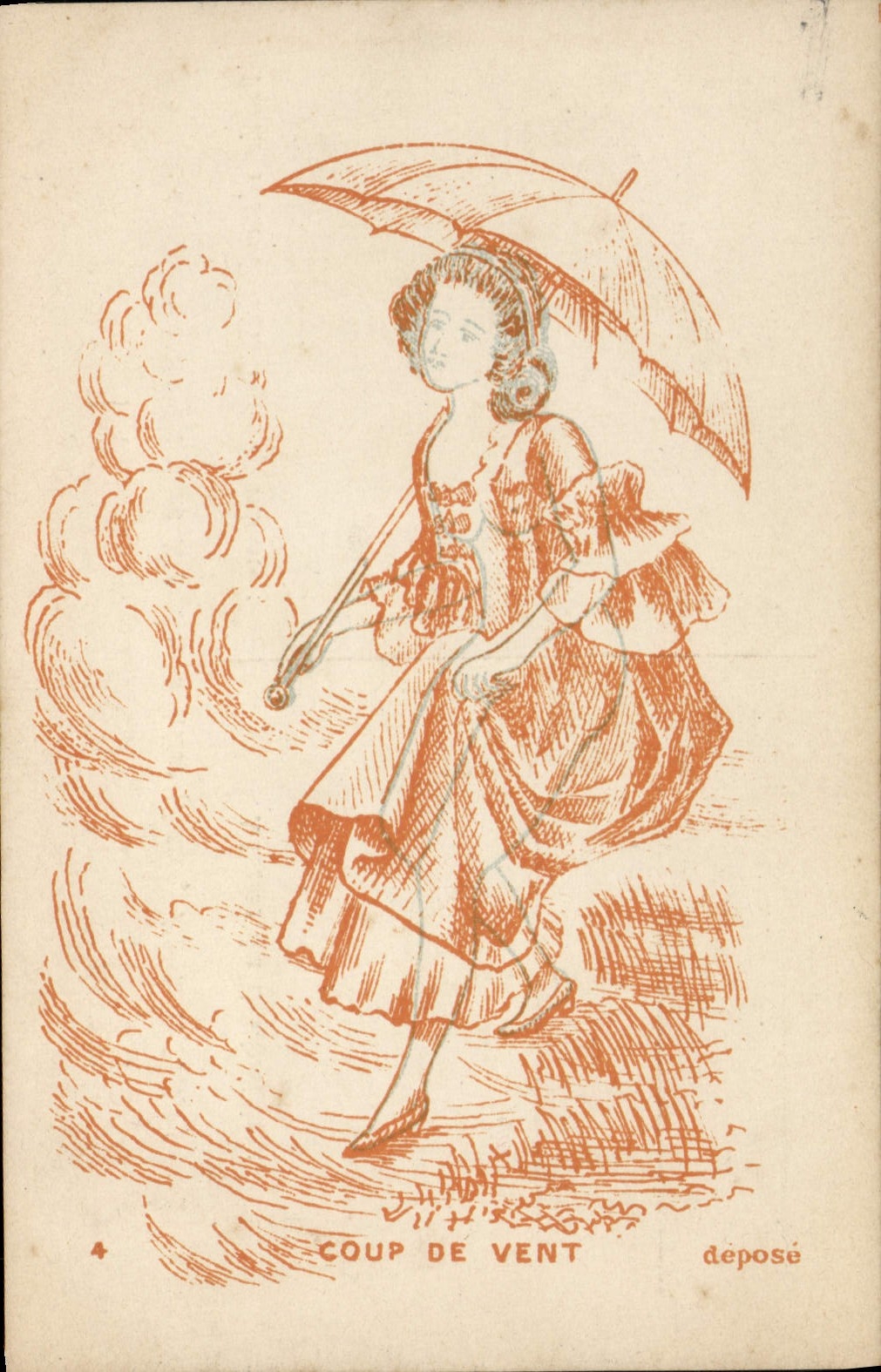 Femme avec parapluie — Coup de vent — éditeur déposé