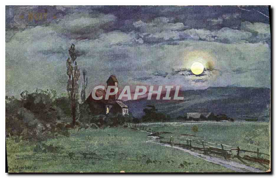 CPA Fantaisie Illustrateur Nuit 