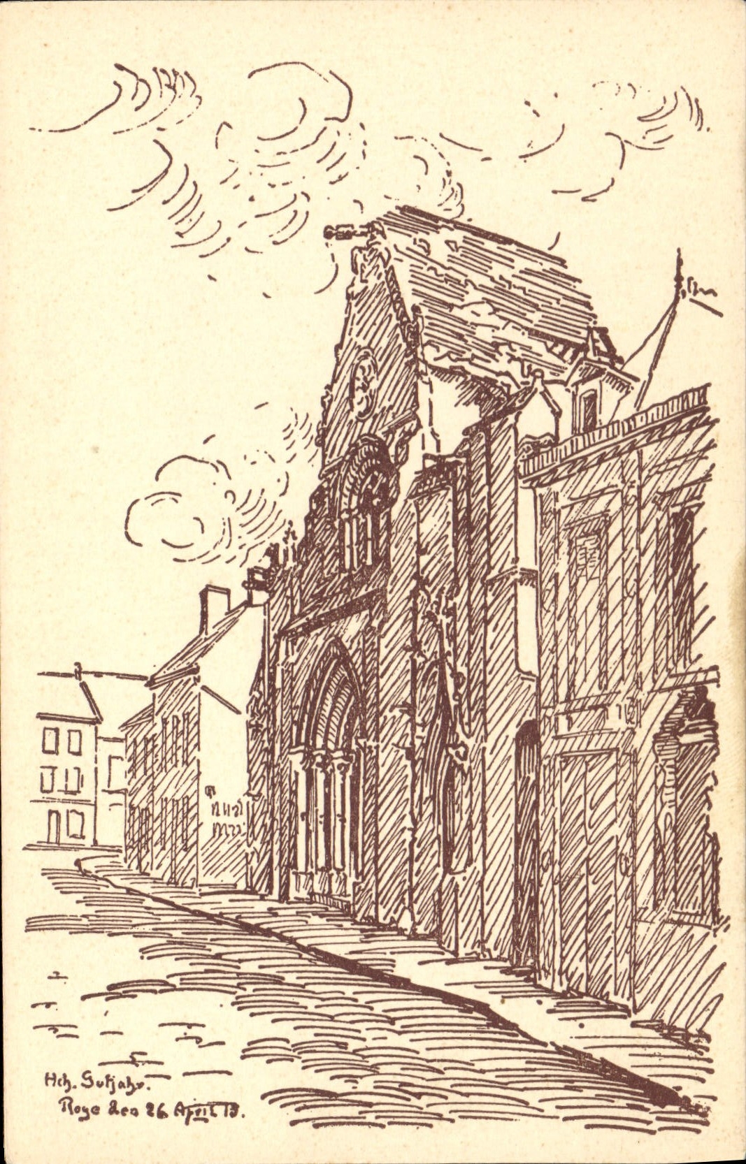 CPA Fantaisie Illustrateur Kirche in Roye
