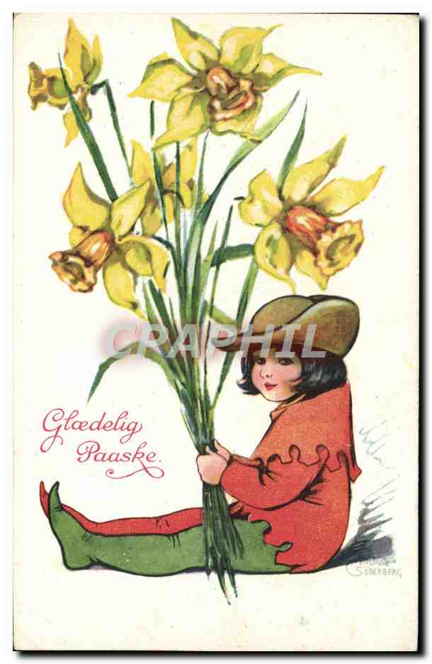 CPA Fantaisie Illustrateur Enfant Fleurs Goberberg 