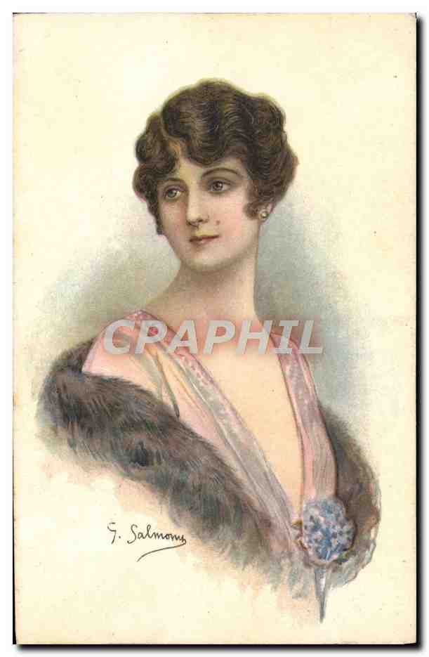 CPA Fantaisie Illustrateur Femme Salmons