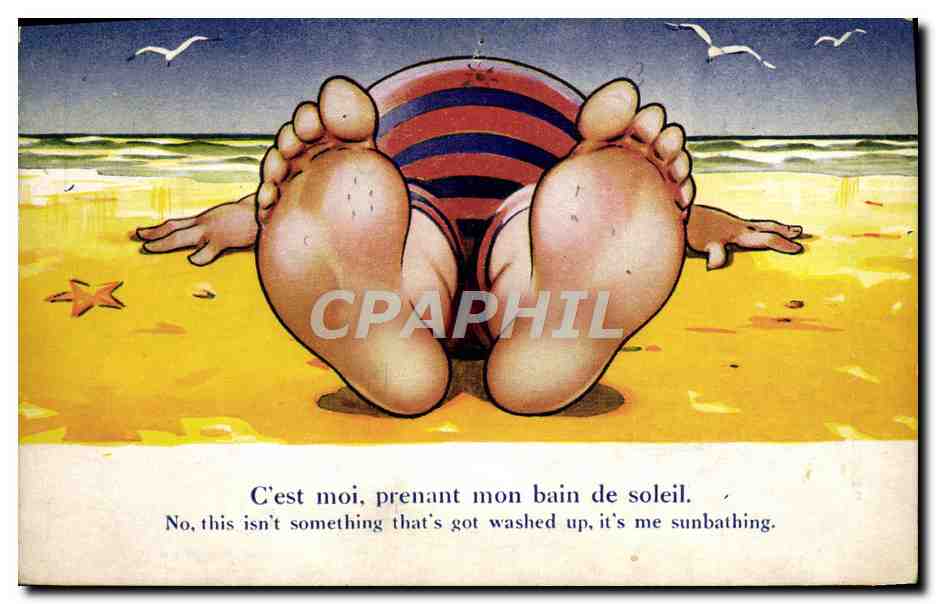 CPA Fantaisie Illustrateur Femme forte a la plage 