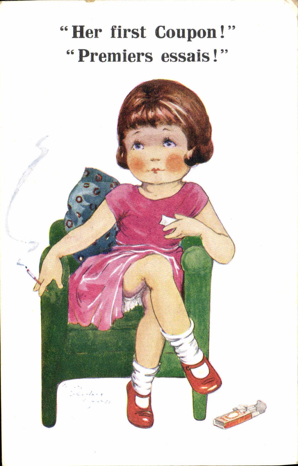 CPA Fantaisie Illustrateur Enfant Cigarette Tabac 