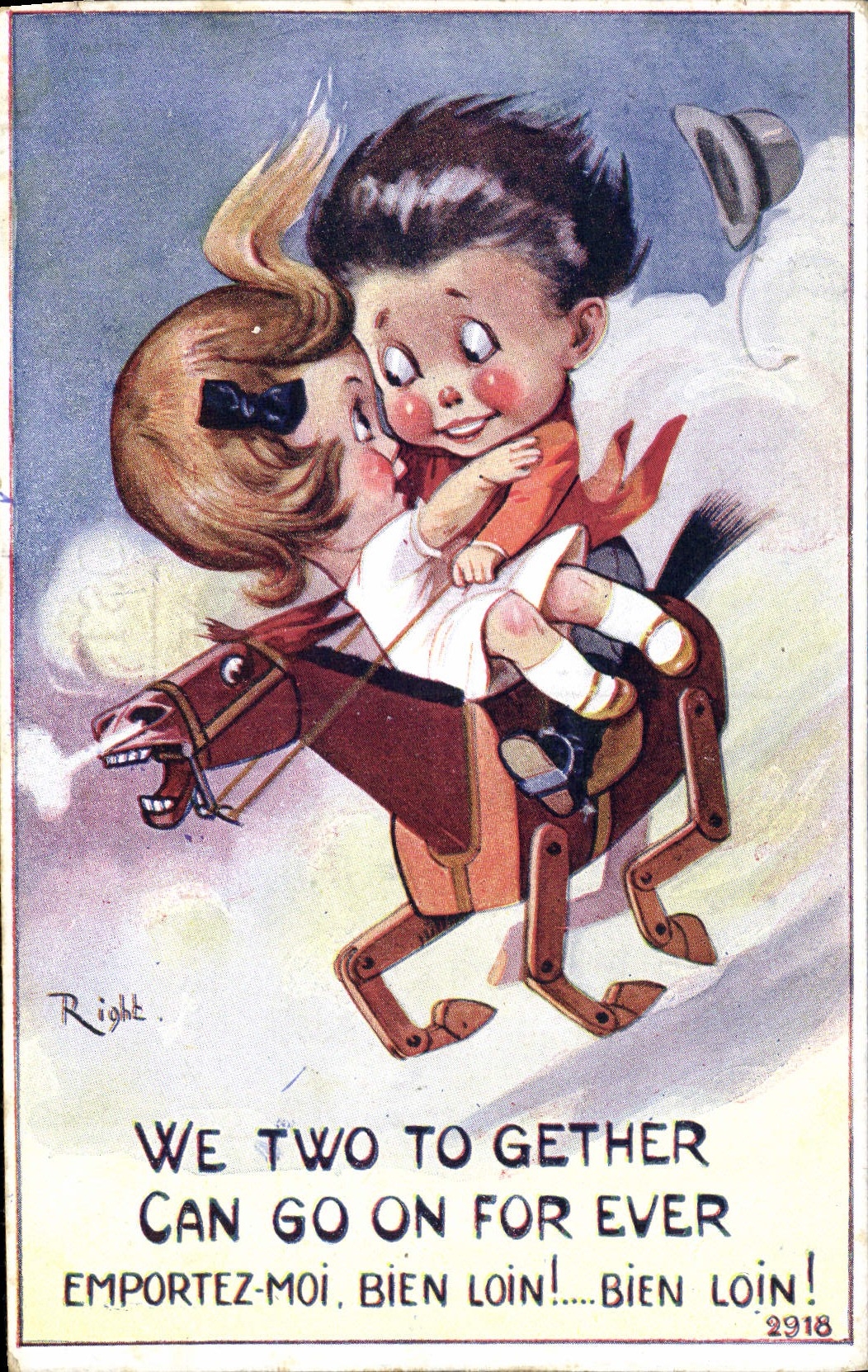 CPA Fantaisie Illustrateur Enfants Cheval Right 