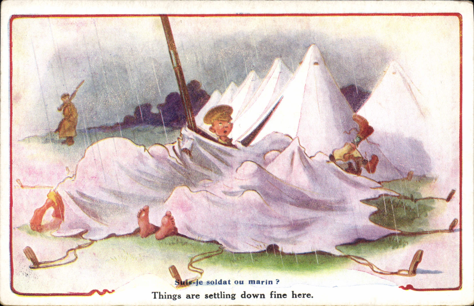 CPA Fantaisie Illustrateur Enfant Suis je soldat ou marin Militaria 