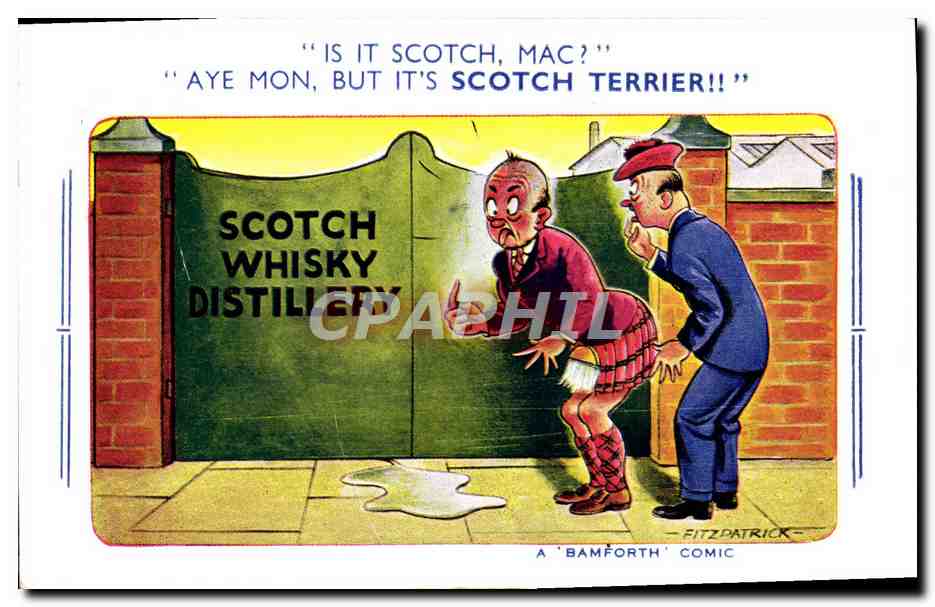 CPA Fantaisie Illustrateur Scotch Whishy Distillery Alcool Fitzpatrick