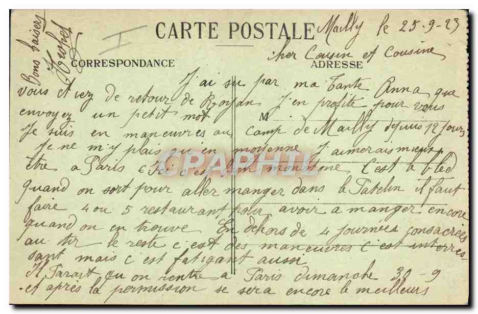 CPA Militaria Camp de mailly Canon de 400mm — Rückseite