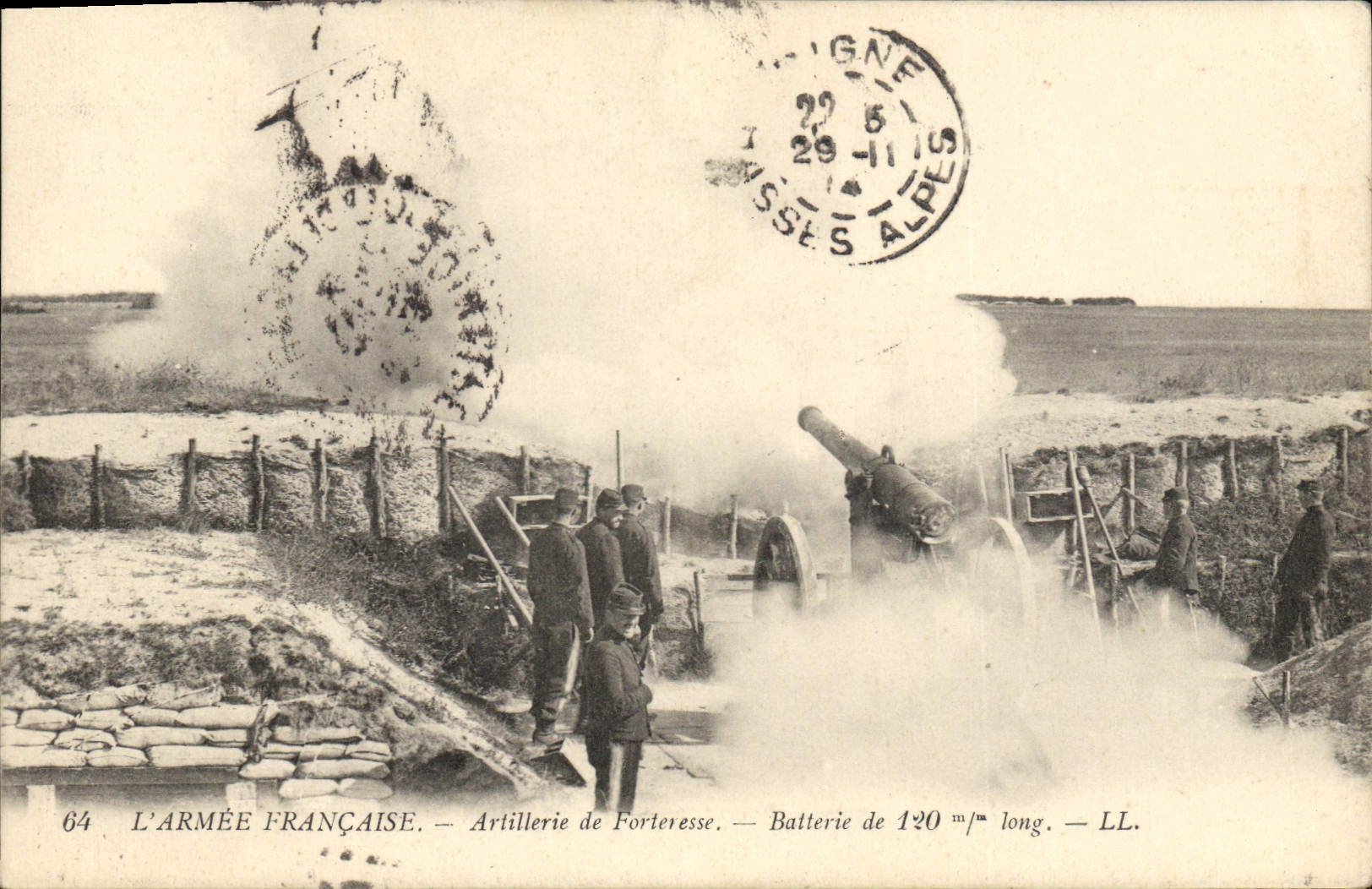 CPA Militaria Artillerie de forteresse Batterie de 120mm