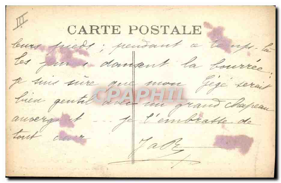 CPA Folklore Auvergne La bourree — Verso