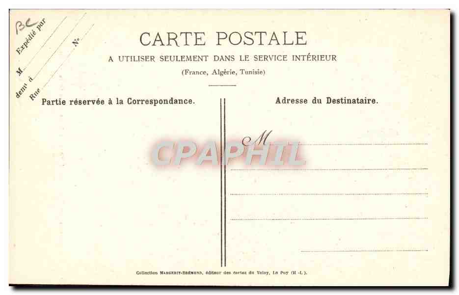 CPA Folklore Environs du Puy La fileuse de laine Vieille paysanne de la Haute Loire  — Verso