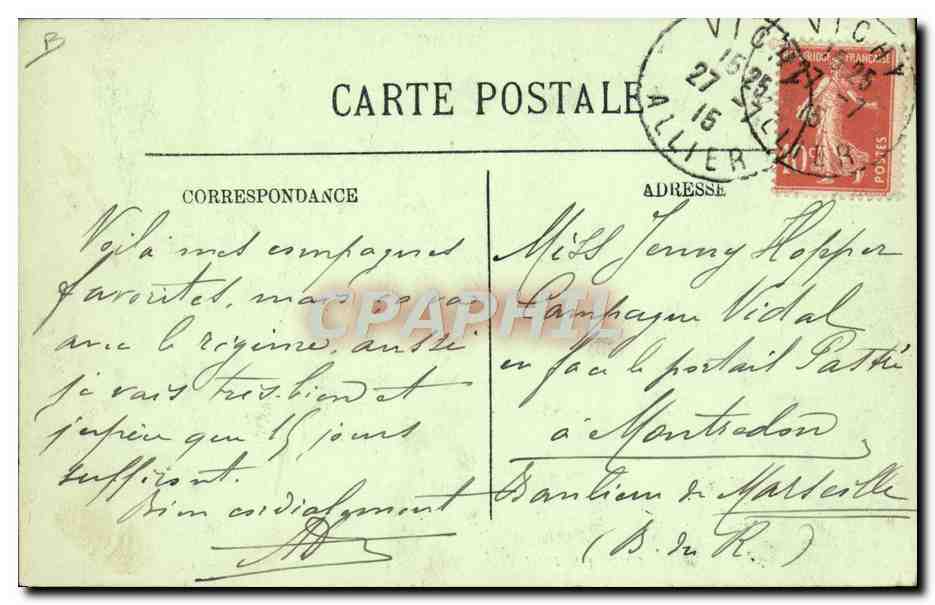 CPA Folklore Environs de Vichy Busset Types de Bourbonnaises  — Verso