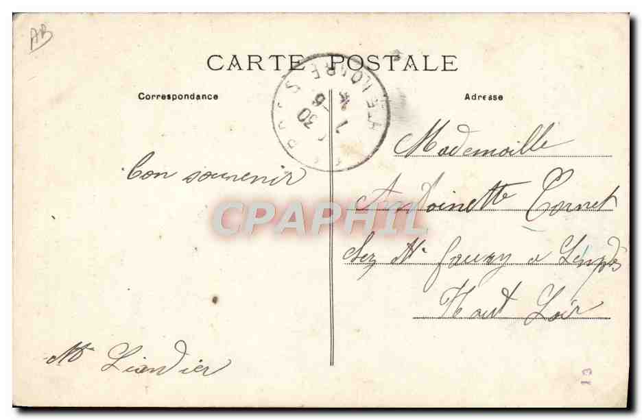 CPA Folklore Auvergne Region du Cantal La bergere et le Monsieur  — Verso