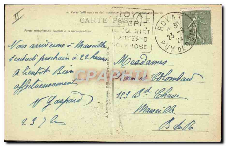 CPA Folklore Auvergne  — Verso