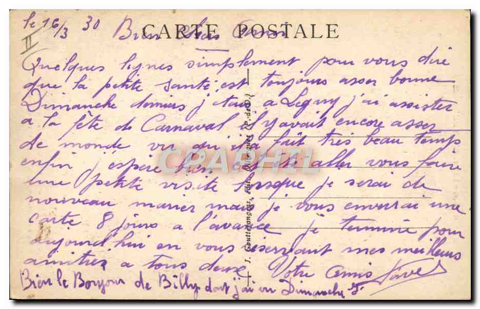 L'Auvergne — scène de vie — G. D'O. n°1226 — Verso