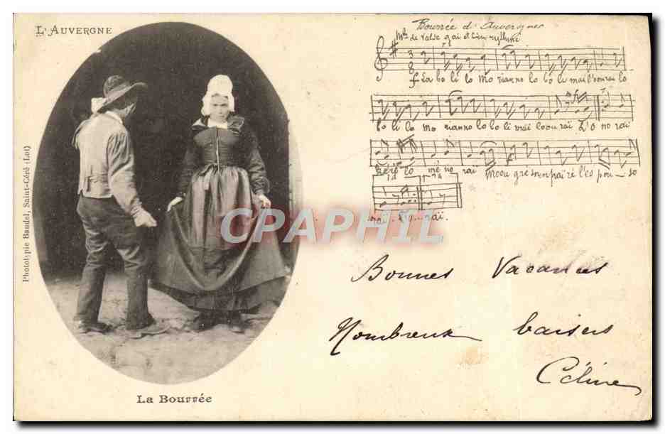 CPA Folklore Auvergne La bourree