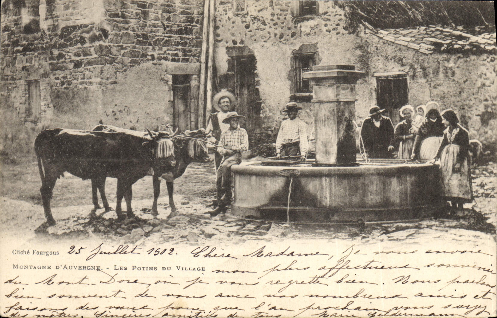 CPA Folklore Montagne d'Auvergne Les potins du village 