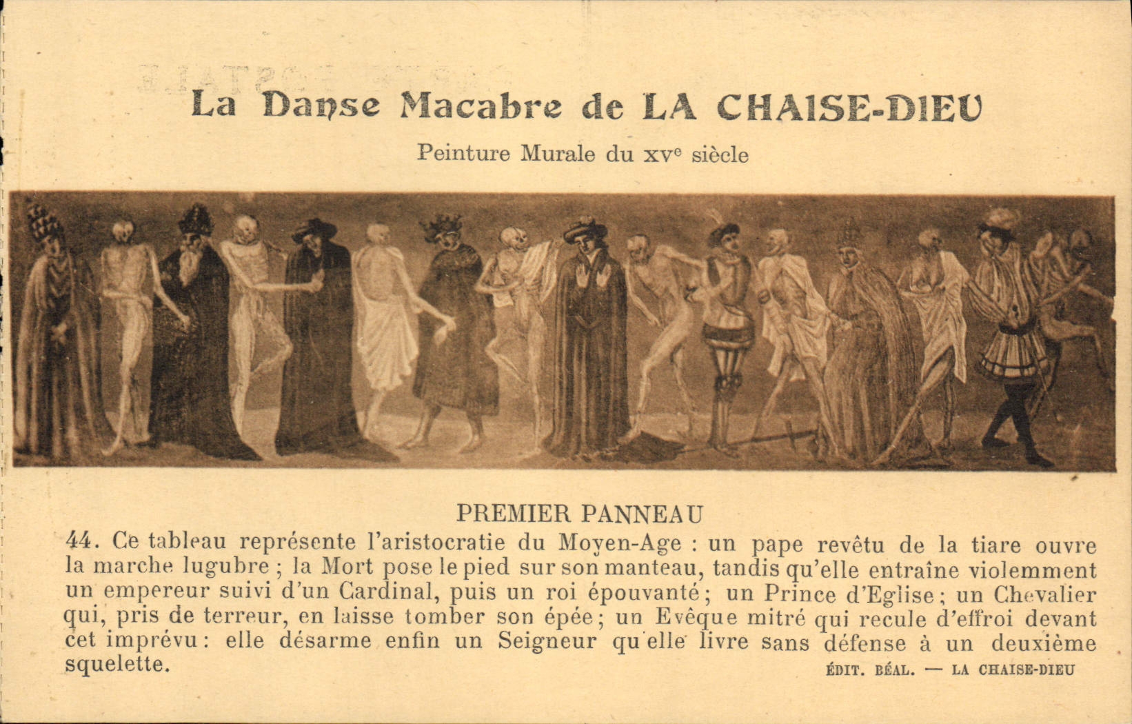 De Doodstrijd van LA CHAISE-DIEU — Muurverf van de 15e eeuw — Ed. Béal