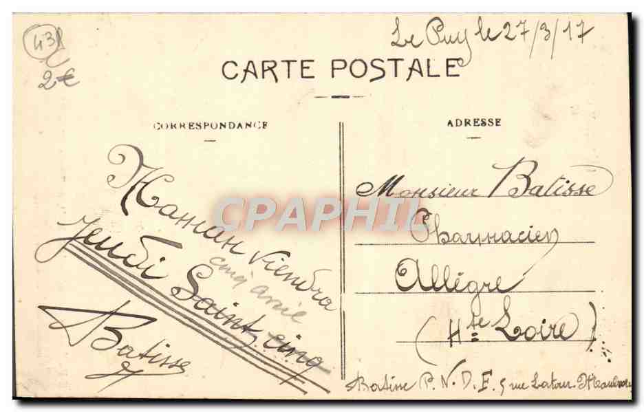CPA Le Puy Statue colossale de Notre Dame France — Verso