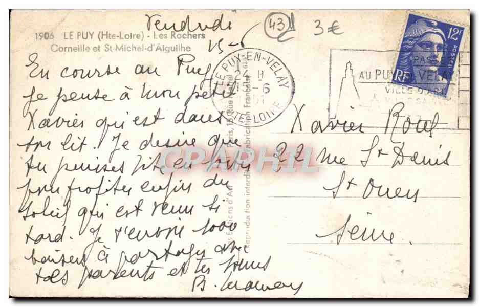CPA Le Puy Les Rochers Corneille et St Michel d'Aiguilhe — Rückseite