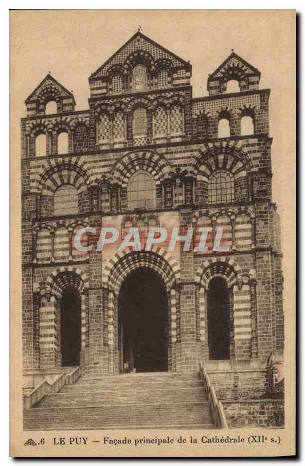 CPA Le Puy en Velay Facade Principale de la Cathedrale