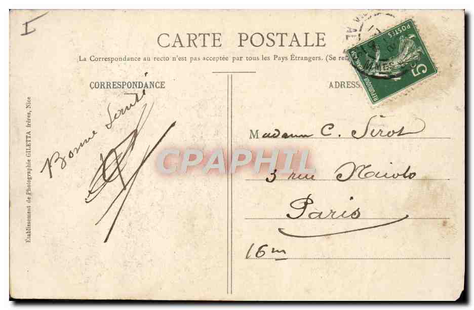 Cartolina d'epoca Villefranche Sur Mer La Rade L'Escadre Vue Prise de la route de Nice Bateaux — Verso