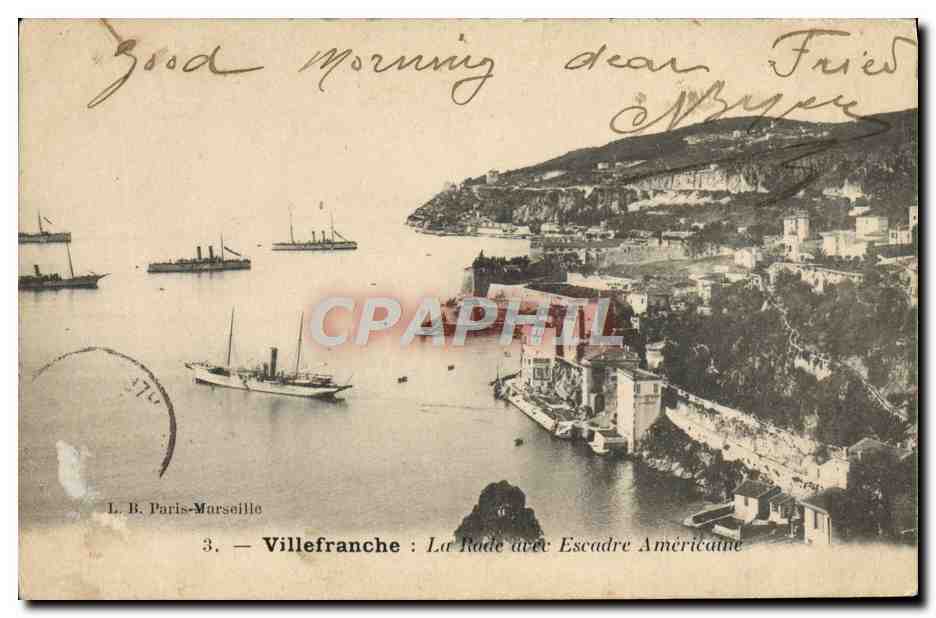 CPA Villefranche Sur Mer La rade avec escadre americaine Bateaux 