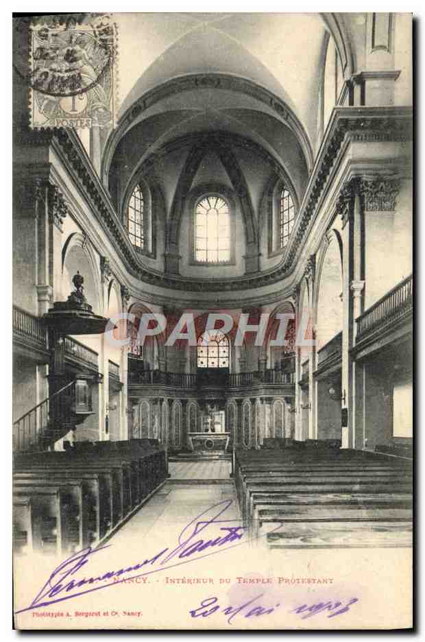 CPA Nancy Interieur du Temple protestant