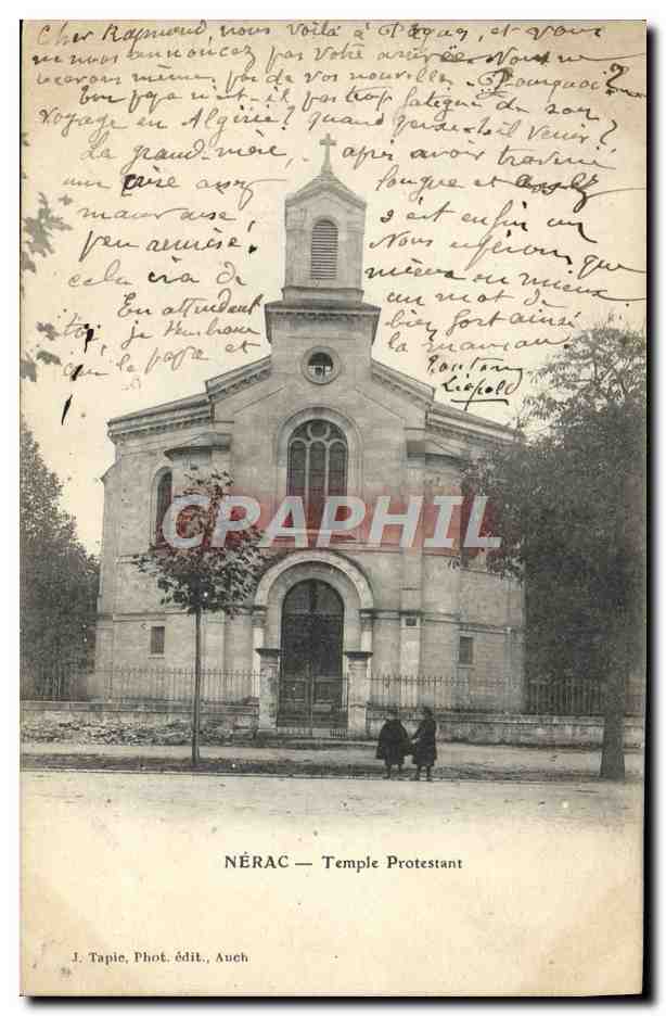 Nérac — Temple Protestant — J. Tapie, Phot. édit., Auch - Anverso