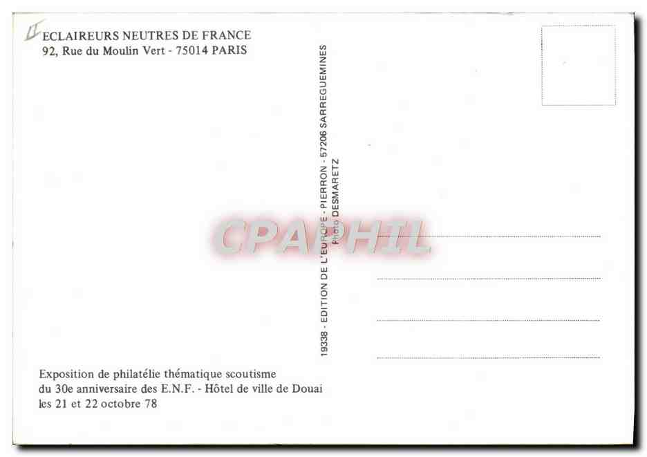 CPM Eclaireurs neutres en France Scout Jamboree — Rückseite