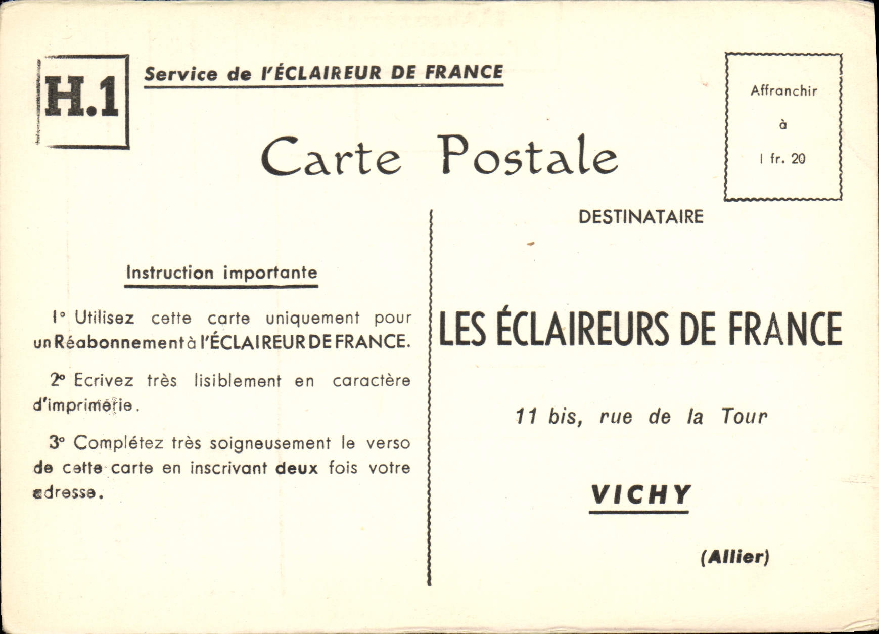 Carte postale Eclaireurs de France Rue de la Tour Vichy CPA Scout Jamboree 