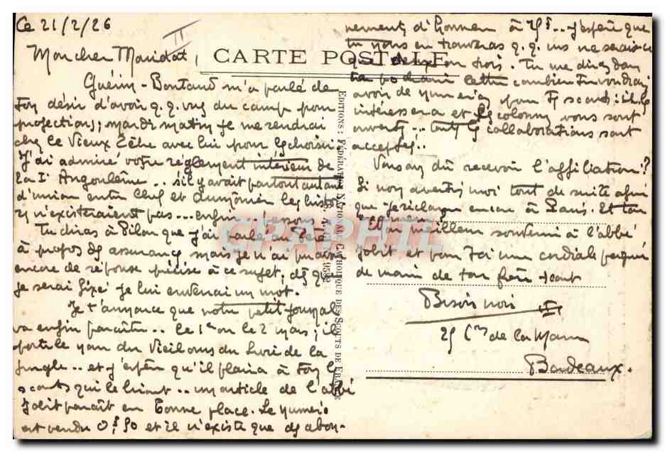 CPA Frere Loup je t'ordonne d'etre sage St Francois CPA Scout Jamboree Ernest Schmitt — Rückseite