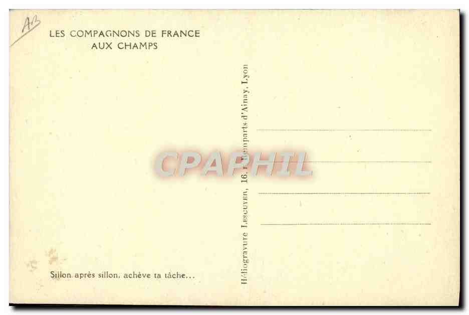 CPA Scout Jamboree Compagnons de France Sillon apres sillon acheve ta tache — Rückseite
