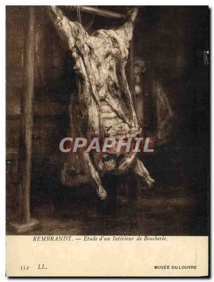 CPA Rembrandt Etude d'un interieur de boucherie Musee du Louvre Paris 