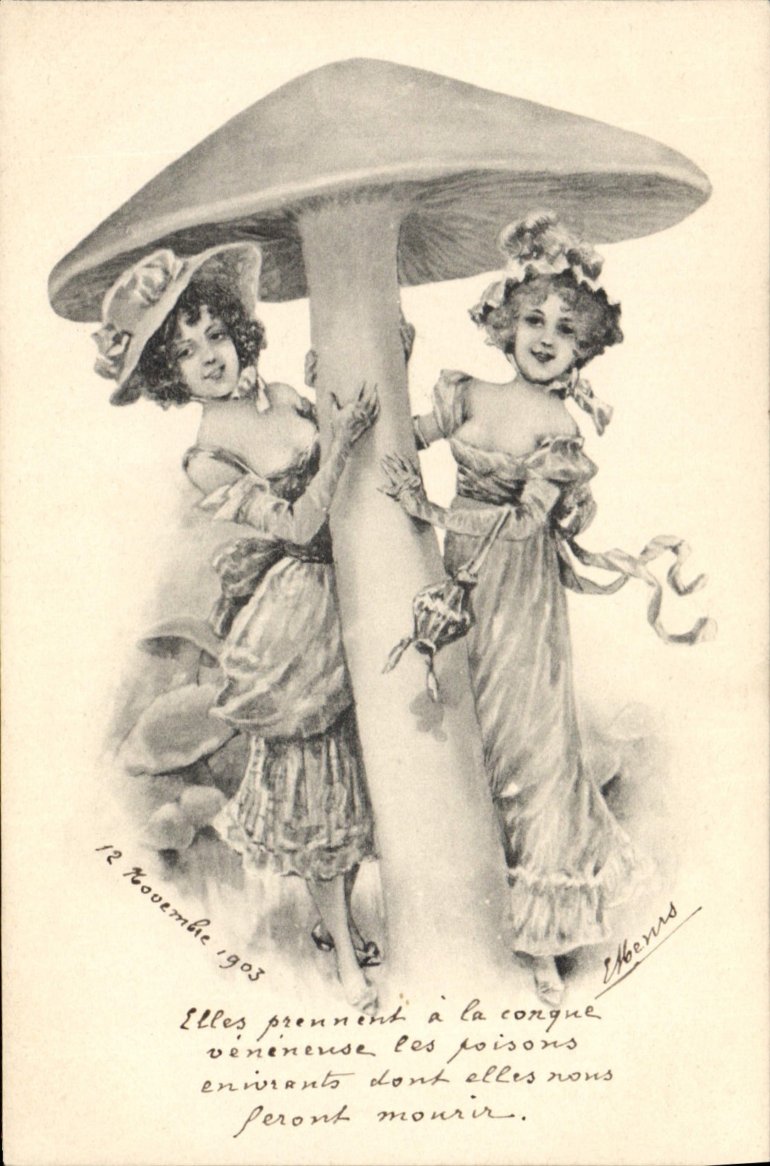 CPA Champignon Champignons Femmes 