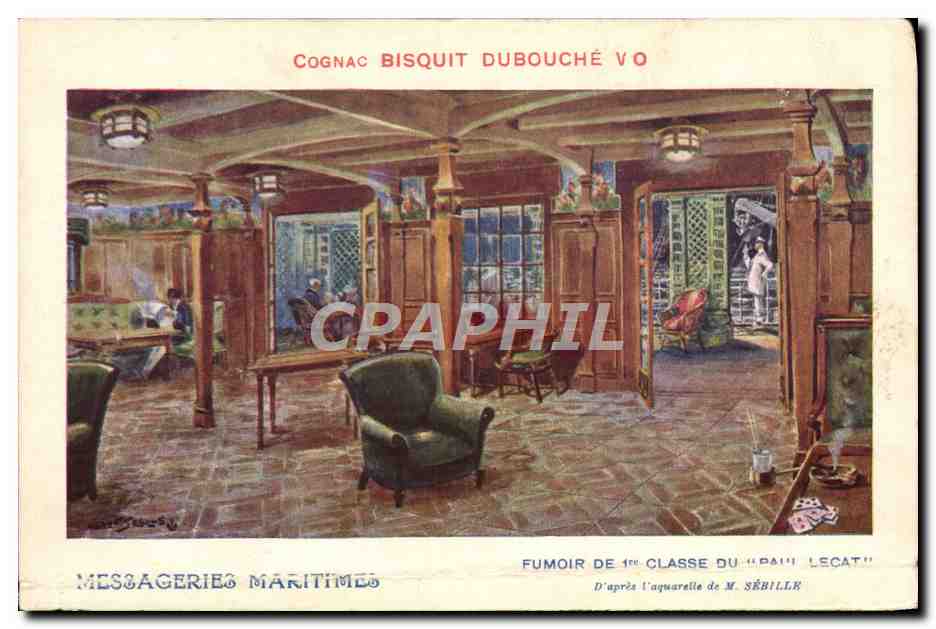 CPA Bateau Paquebot Messageries Maritimes Fumoir de 1ere classe 