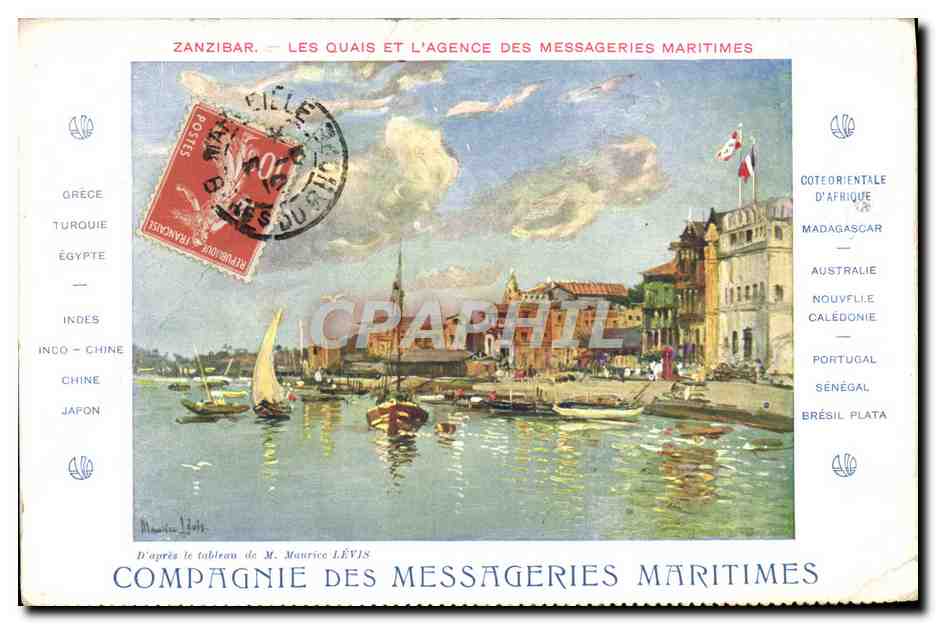 CPA Bateau Paquebot Messageries Maritimes Zanzibar