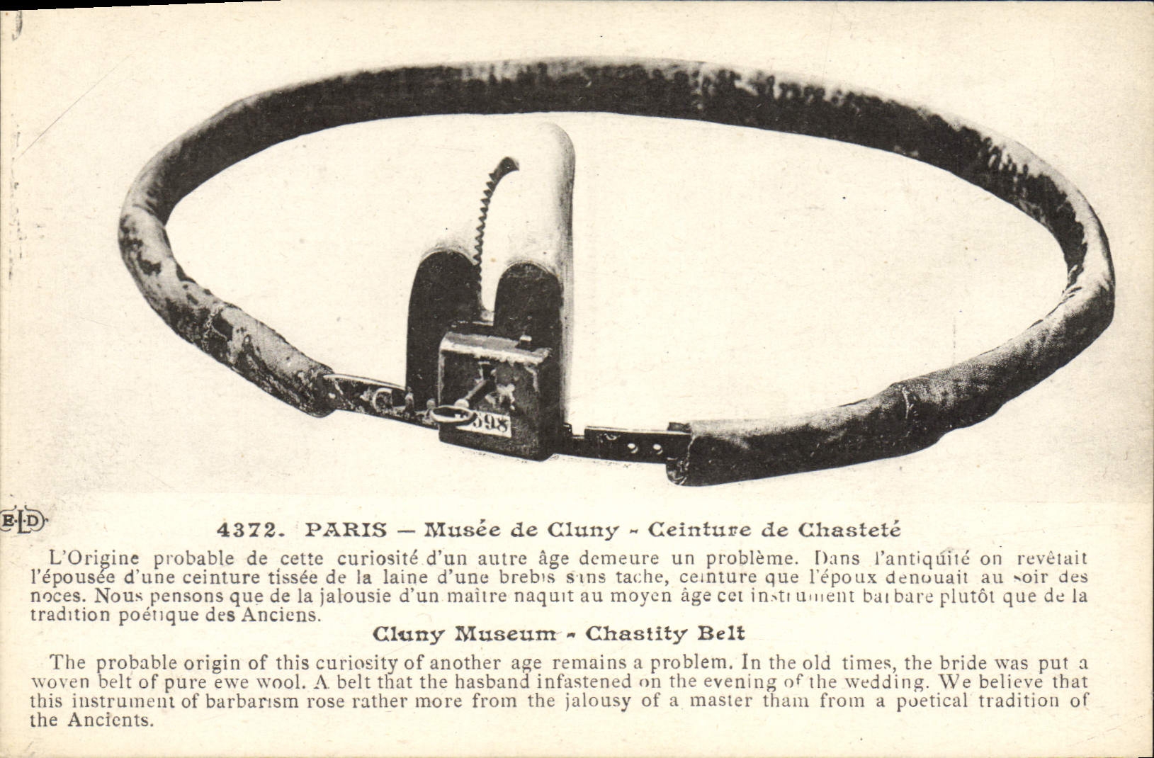 PARIS — Musée de Cluny — Ceinture de Chasteté