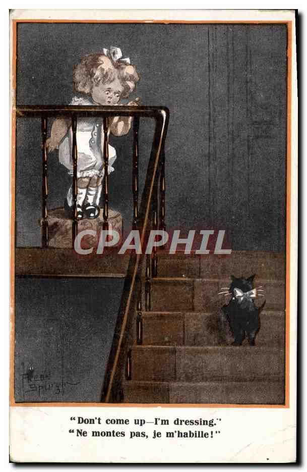 CPA Fantaisie Illustrateur Enfant Chat 