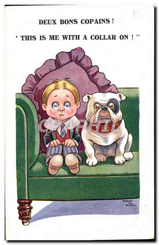 CPA Fantaisie Illustrateur Enfant Chien 