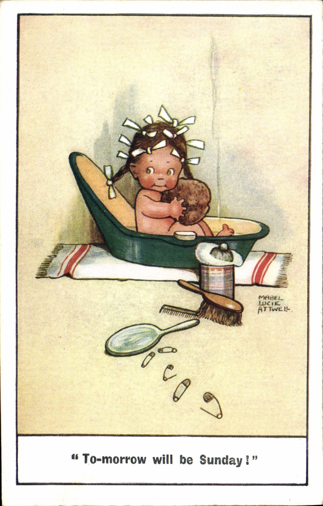 CPA Fantaisie Illustrateur Enfant Bain Mabel Lucie Attwell