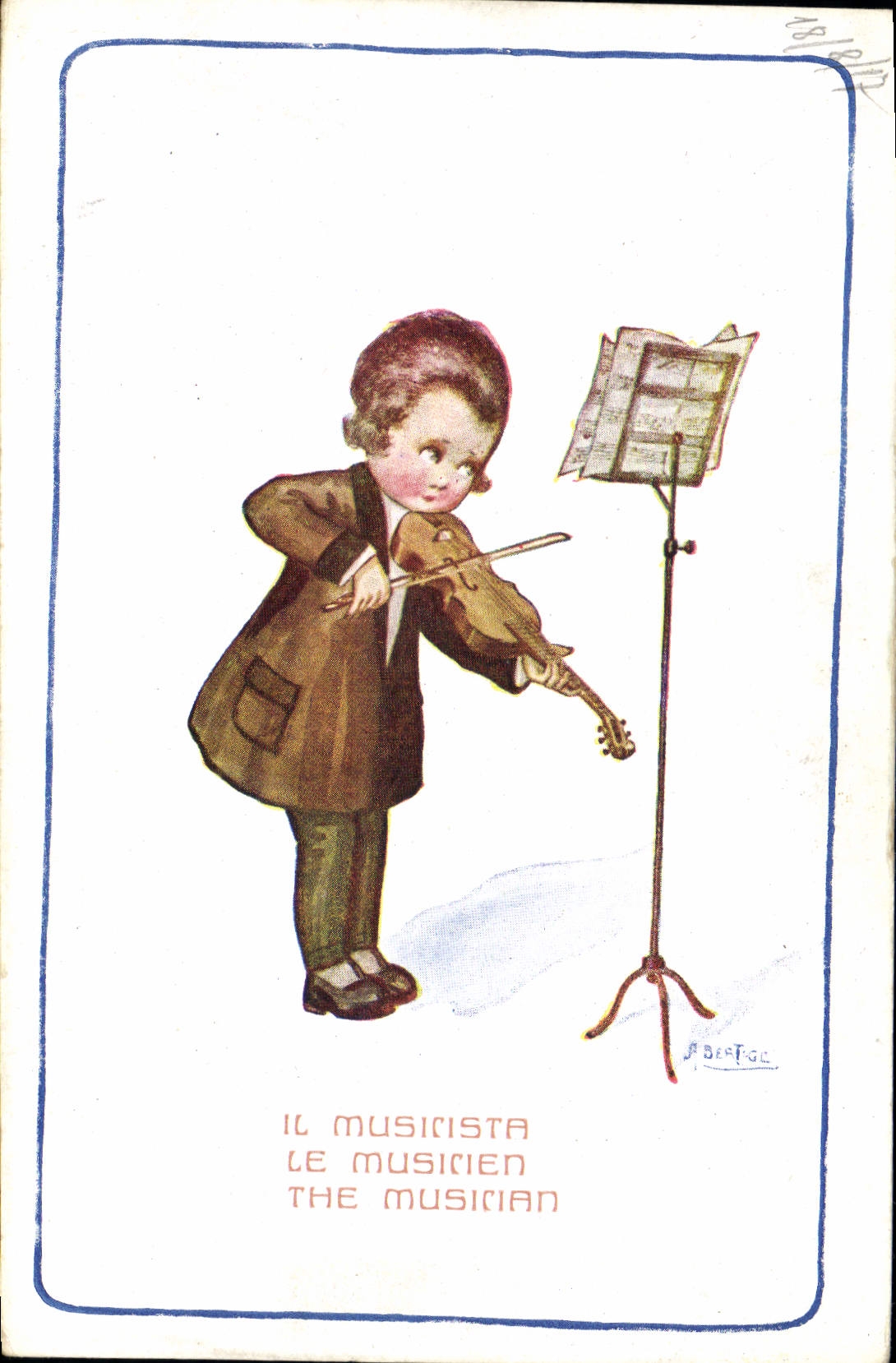 CPA Fantaisie Illustrateur Enfant Musique Violon 