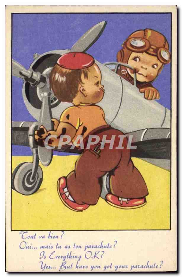 CPA Fantaisie Illustrateur Enfants Avion 