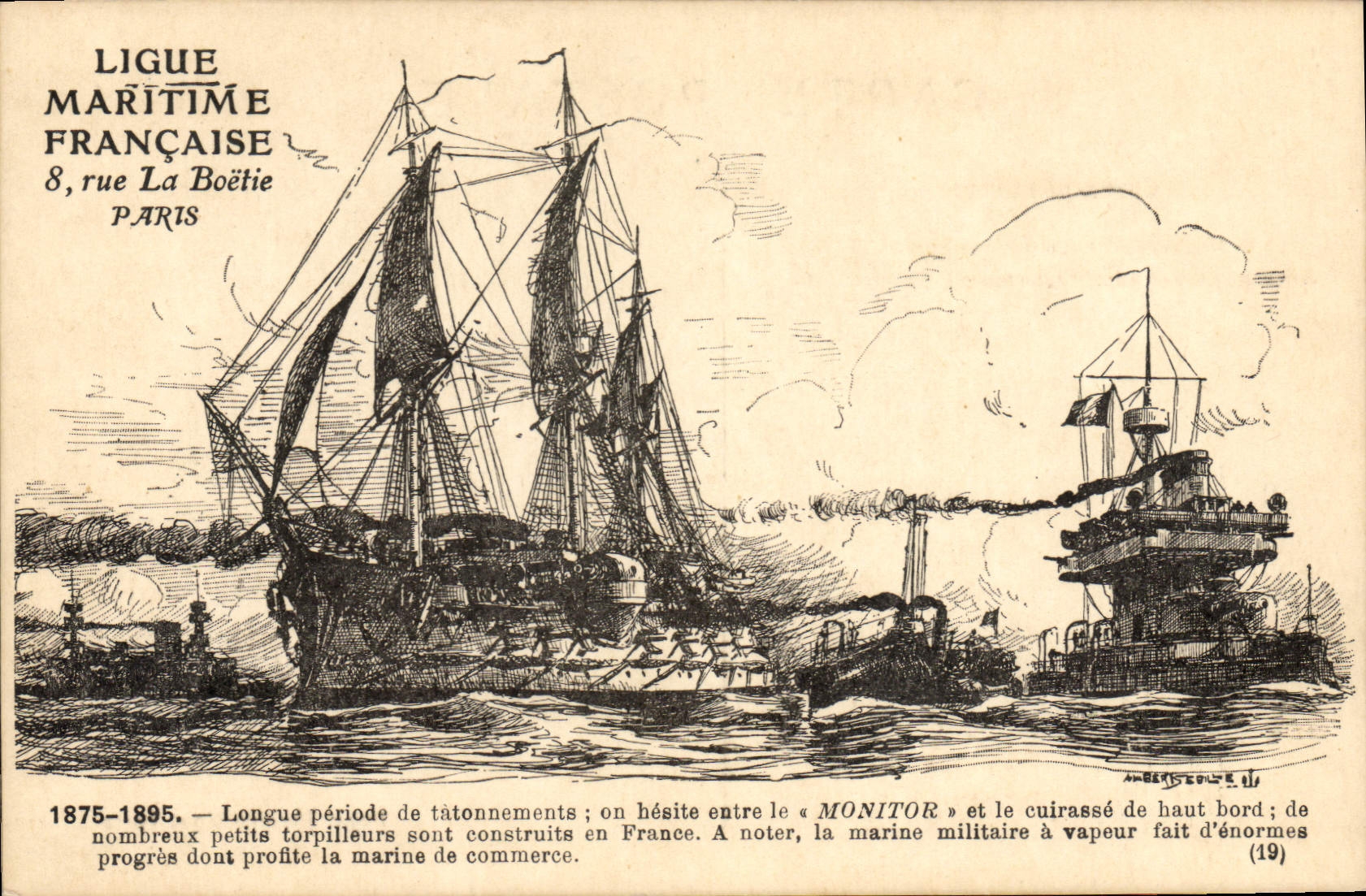 Marine française 1875-1895 — Ligue Maritime Française, 8 rue La Boétie, Paris