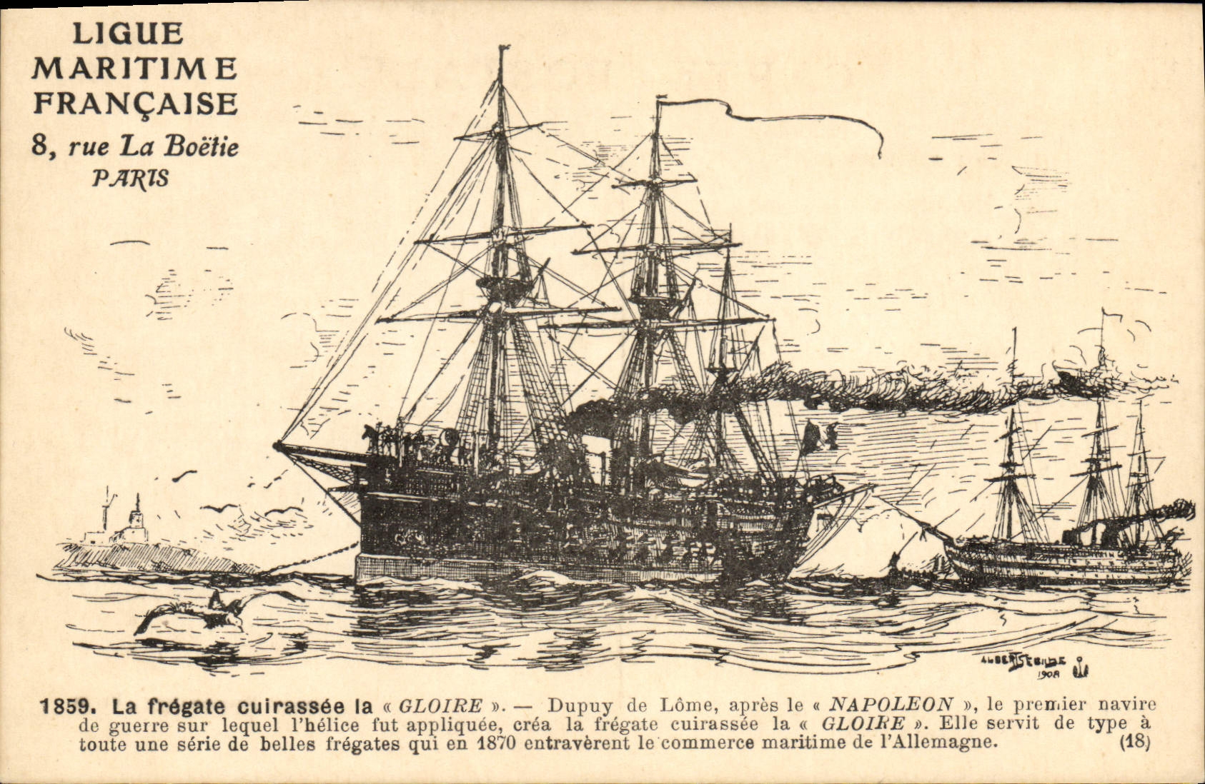 Frégate cuirassée la « Gloire » — Ligue Maritime Française, Paris — (18) — Aubert-Stein, 1908