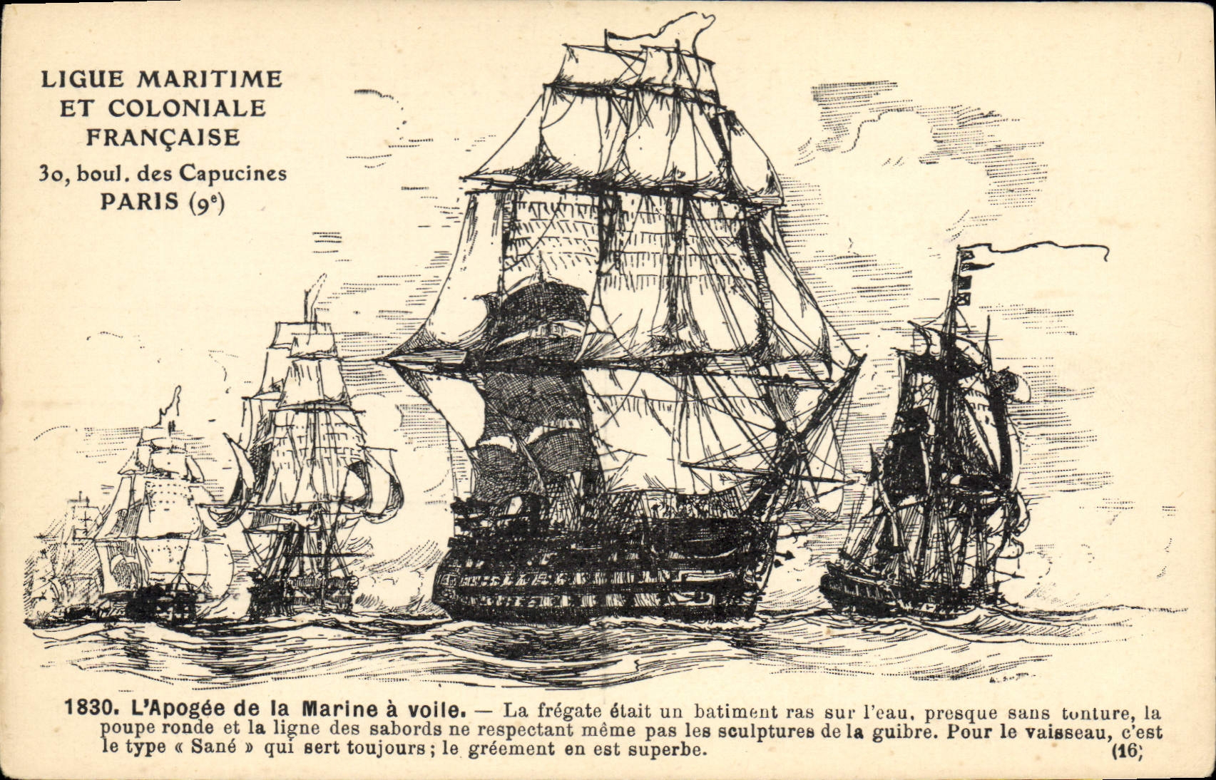 L'Apogée de la Marine à voile — 1830 — Ligue Maritime et Coloniale Française, Paris (9e)