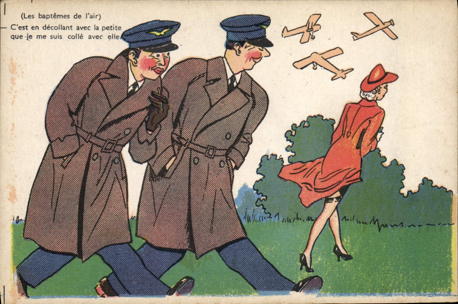 CPA Illustrateur Spahn Pilote Avion
