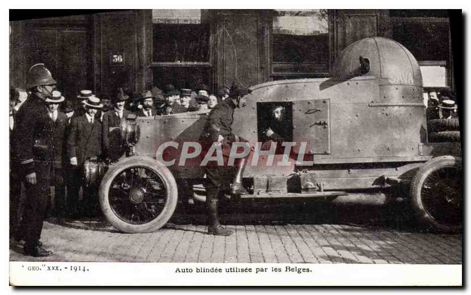 CPA Militaria Auto blindee par les Belges 